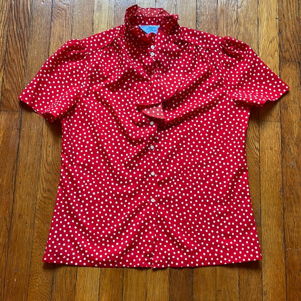 Vintage Red and White Polka Dot Shirt